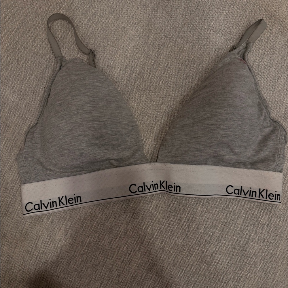 Calvin Klein Grey Logo Elastic Triangle Bralette